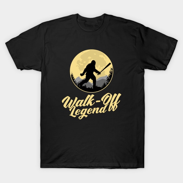 Bigfoot Baseball Walk-Off Legend T-Shirt by Huhnerdieb Apparel